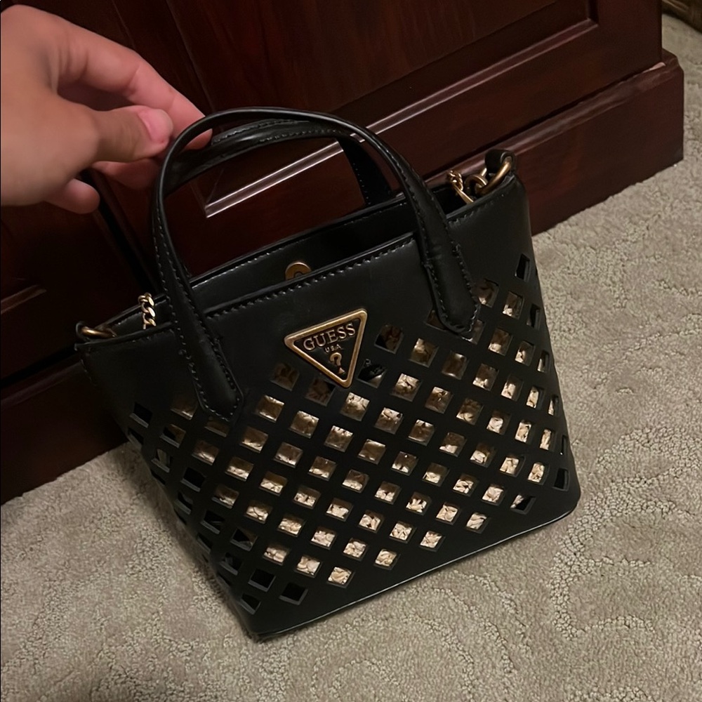 Guess Black Studded Satchel Bag